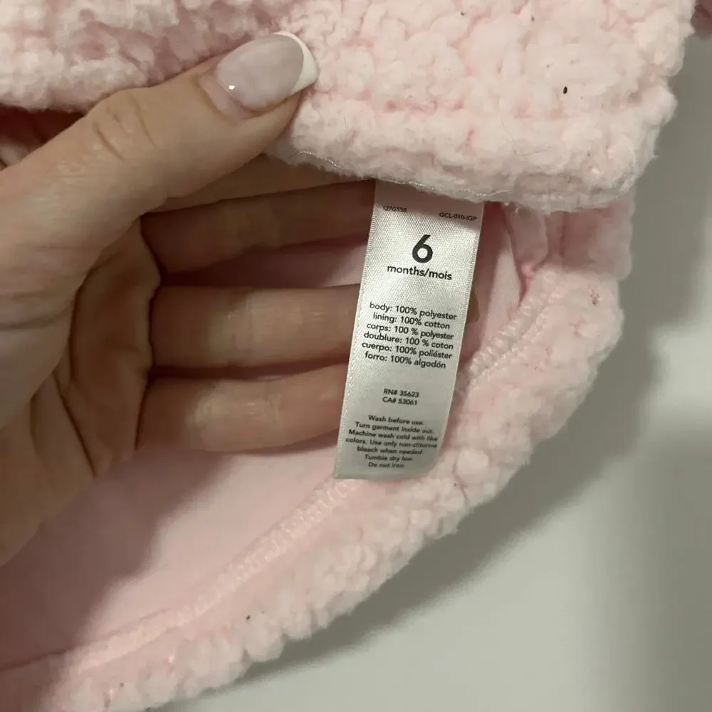 Carter's Baby Girl Pink Sherpa Sweater Jacket Size 6 Months